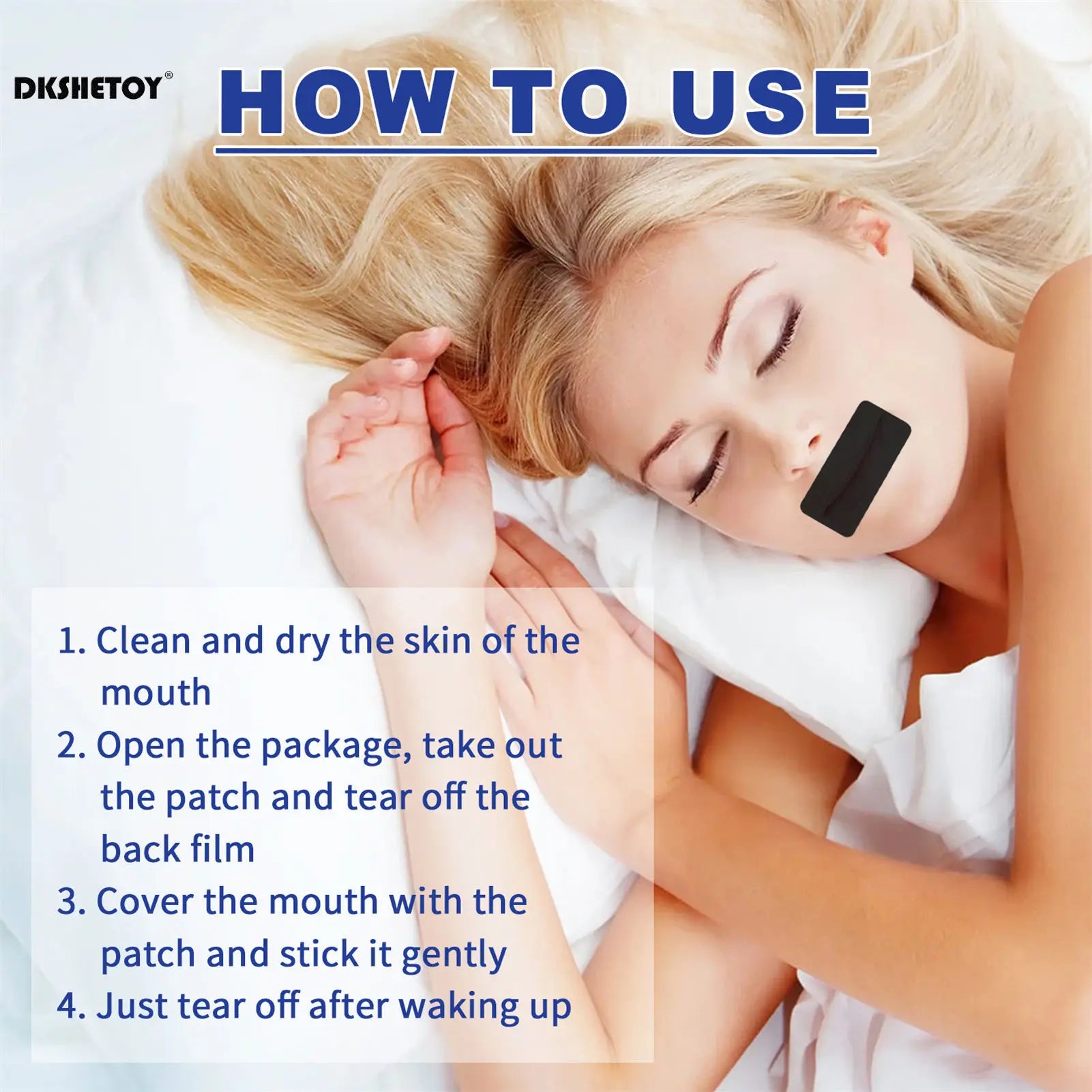 Sleep Mouth Tape Strips — Nose Breathing, Deeper Sleep, Less Snoring | 30 Night Supply