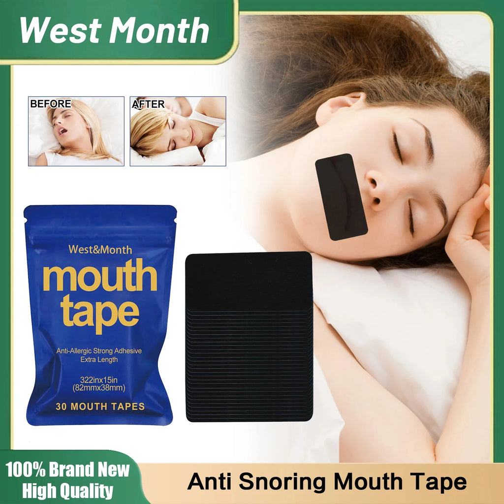 Sleep Mouth Tape Strips — Nose Breathing, Deeper Sleep, Less Snoring | 30 Night Supply